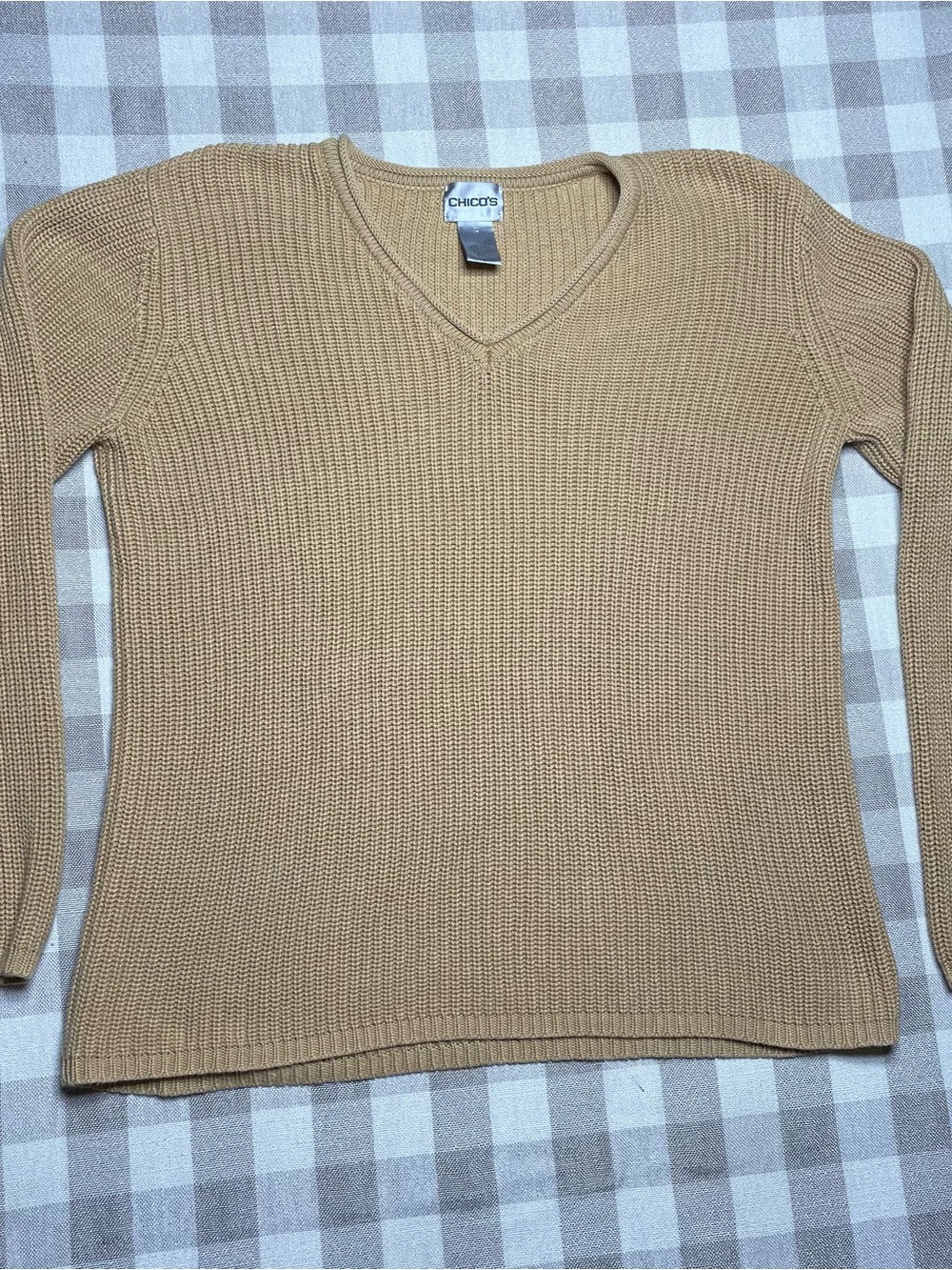 Chico's Women's V-Neck Sweater in Mustard